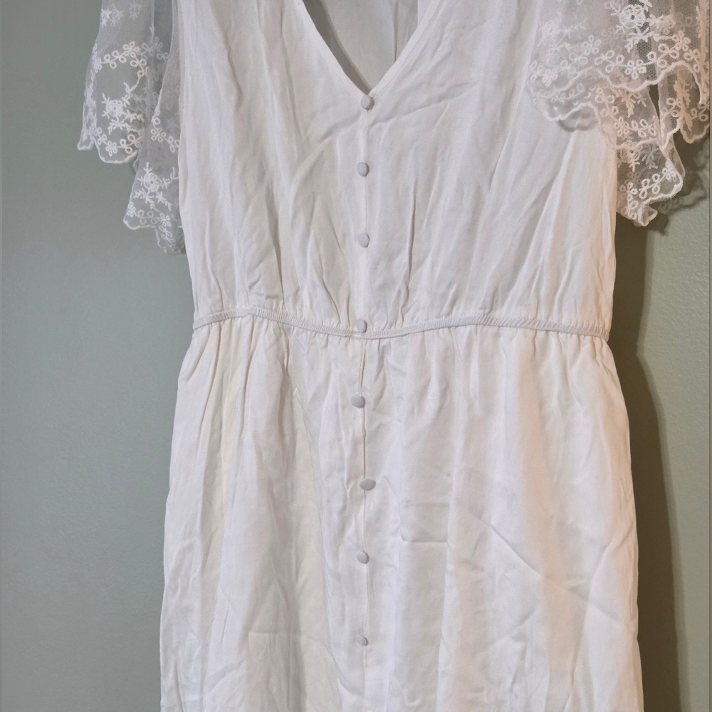NWT BloomChic White Ruffle Sleeve Lace Hem High Low Dress Cottagecore Size 12 - Picture 10 of 12